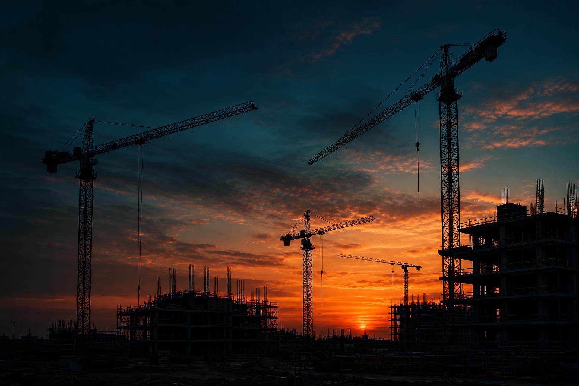 Construction site at golden hour